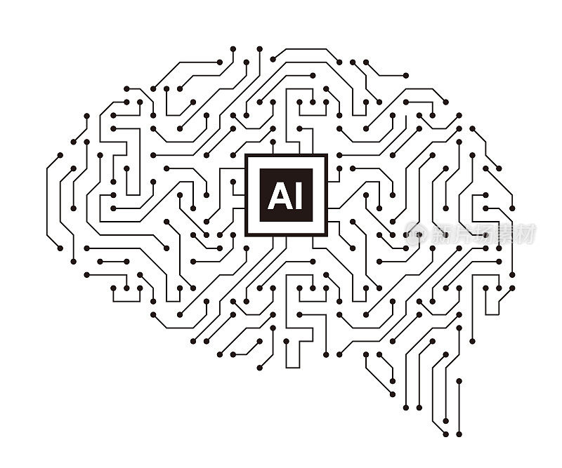 human brain, motherboards, chip and artificial intelligence concept